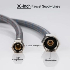 WOWOW 30″ Faucet Supply Line Bathroom Kitchen Lines 30 Inch, Blue, Red
