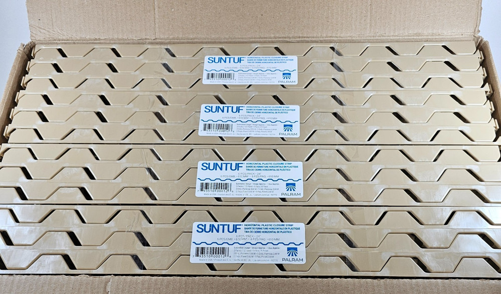 Lot of 20 Palram SUNTUF 92770 Horizontal Plastic Roof Closure Strips 24″ Beige