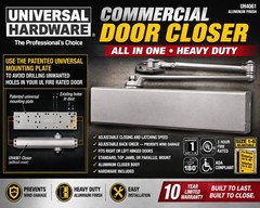Universal Hardware UH4061 Heavy Duty Commercial Door Closer Size 1-6 Aluminum