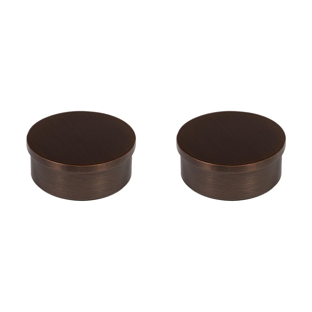 Outwater Antique Copper Flat End Cap for 2” Railings – Solid Brass Decorative