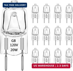G8 Halogen Light Bulbs 20W Dimmable 120V G8 Base 2Pin Xenon Bulb (12 Pa