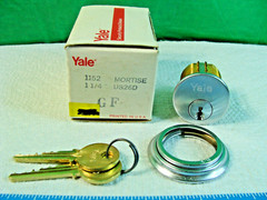 Yale Mortise Cylinder Lock 1152 1-1/4 US26D 2-Keys Satin NIB NOS Key-GF Scovill
