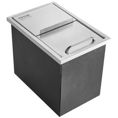 18x12x14.5H 40.9qt Stainless Steel Ice Bin with Sliding Cover & Drain Pipe