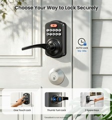 Keypad Door Lock with Handle, Keyless Entry for Front Door & Bedroom, Electro…