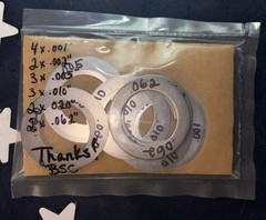 16pc PK SS Stainless Steel Round Shim I.D: 1.005″ O.D: 1.500″ 6 SIZES -16 Pieces