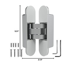 Chrome Invisible Door Hinge 180 Degree Swing, Heavy Duty (135lb) Hidden Door …
