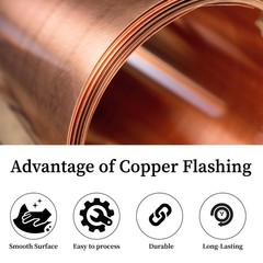 GOORY Copper Flashing 26 Gauge 12in x 10ft 0.016″ Pure Copper Roof Flashing