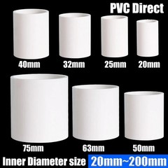 PVC Direct Pipe Fitting Straight Joint Water Pipe White Socket Coupling 20~200mm