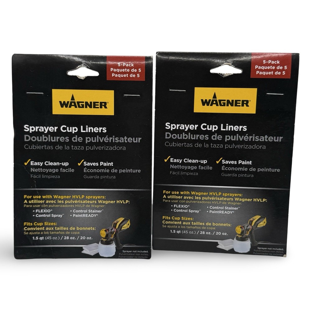 Lot of 2 Wagner Sprayer Cup Liners 5-Pack Each HVLP Paint Sprayer Bags