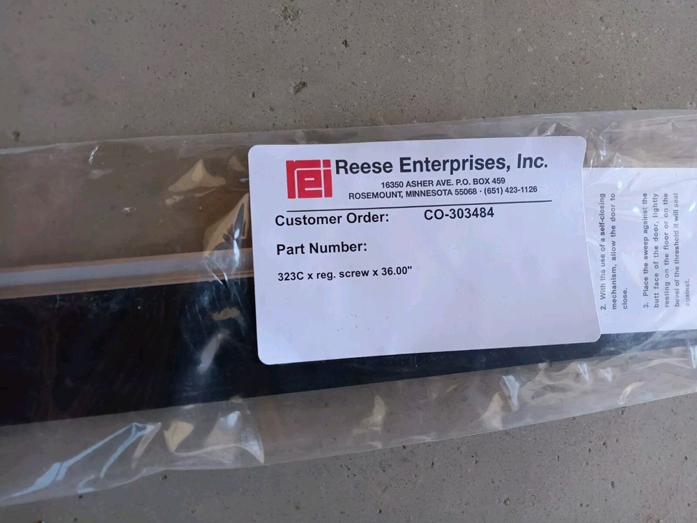 Reese 323-C Commercial Door Sweep Neoprene Bottom 36”