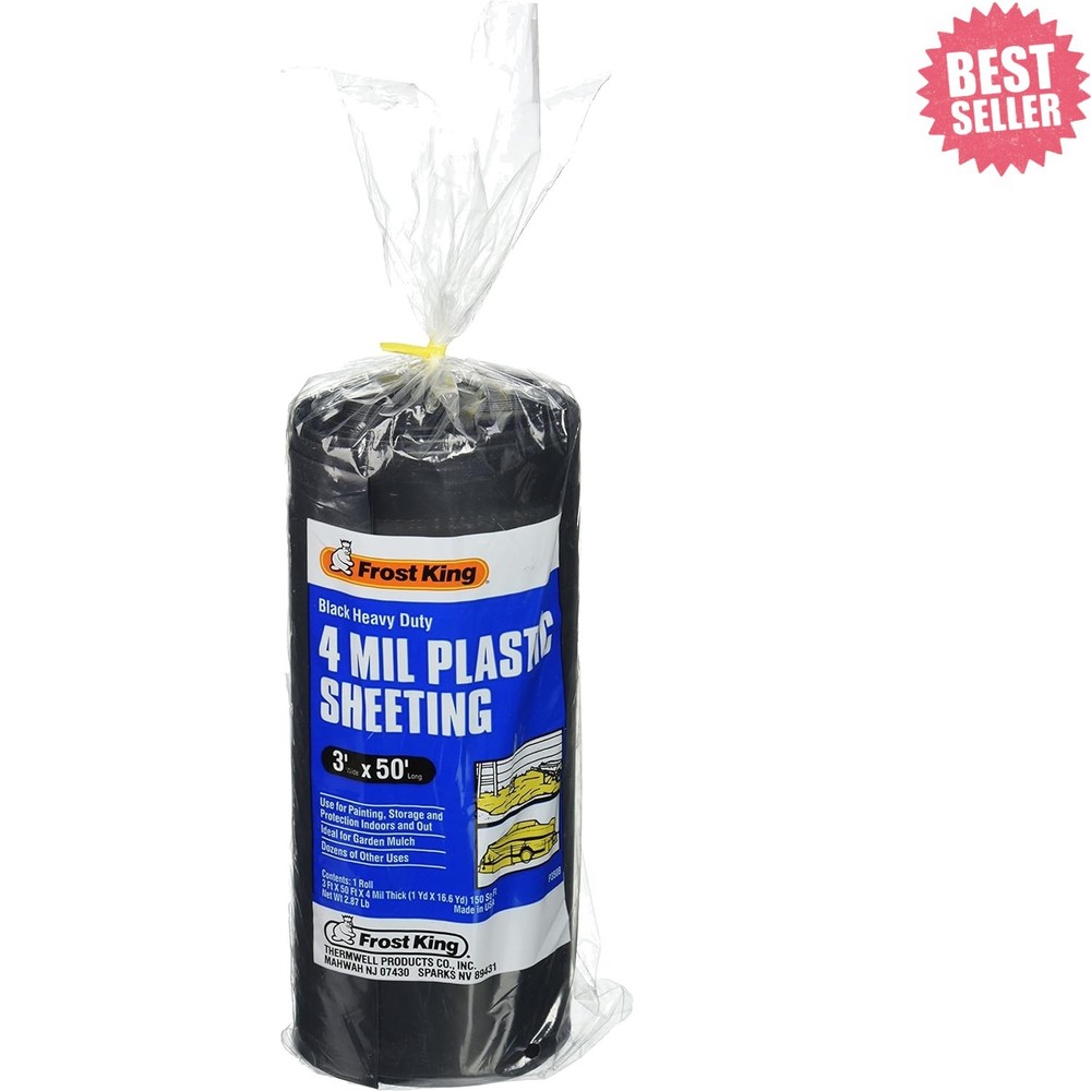 Versatile Black Polyethylene Sheeting – 350B, 3′ x 50′ x 4 Mil for Home & Garden
