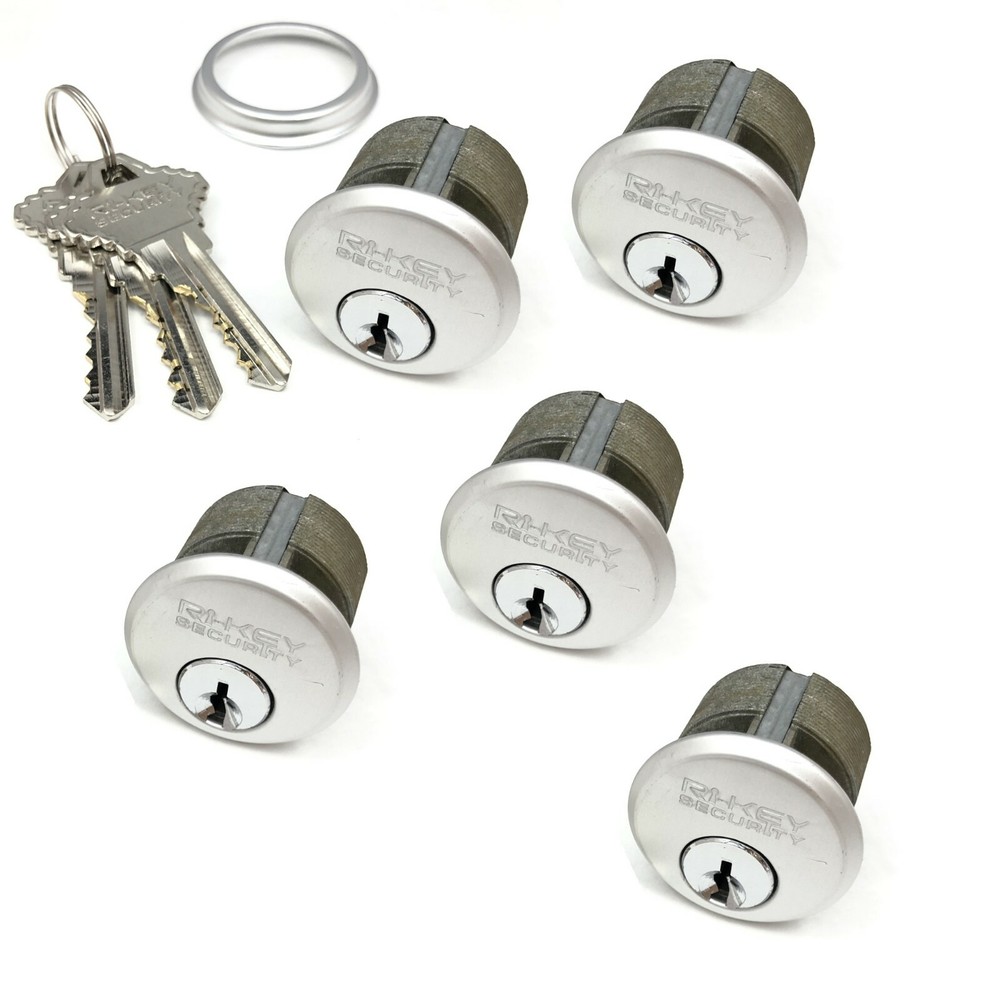 5 Mortise Lock Cylinders 1″ for Store Front Door Adams Rite Brass and 3 Keys