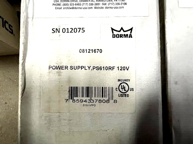 Dorma PS610RF Power Supply / Door Controller, 120V, New Old Stock SEALED BOX