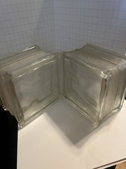 Decora Glass Block 5.25X5.25X3.75″ New Wavy Brick NOS USA, Set Of 2