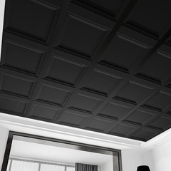 Black 12-Pack 2×2 ft Drop Ceiling Tiles PVC 24×24 Inch Panels