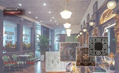 Embossed Ceiling Panels Decorative Walls Tiles PLM101 Vintage brown gold 10Pcs