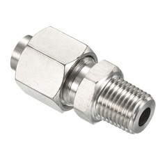 Compression Tube Fitting 304 Stainless Steel 1/4PT Male Thread for 10mm Silver