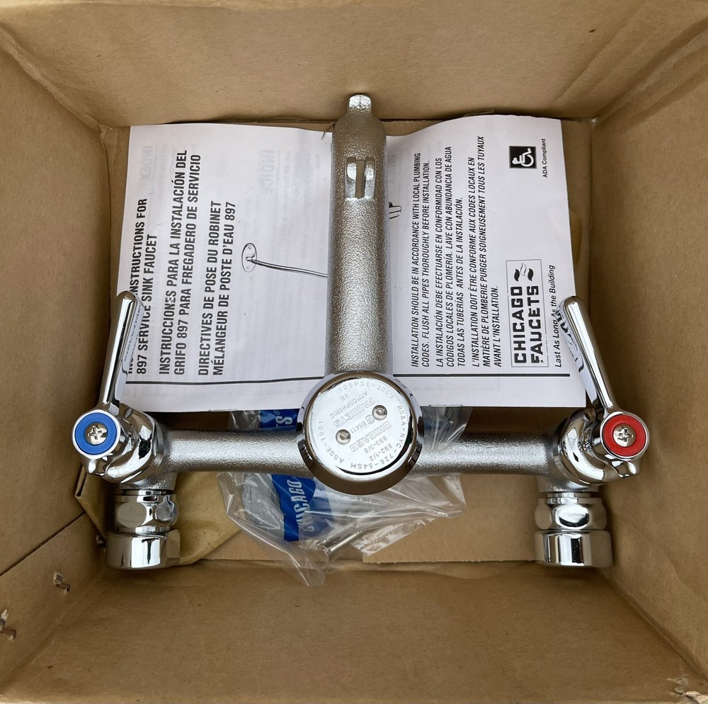CHICAGO FAUCETS 897-RCF SERVICE SINK FAUCET, ROUGH CHROME, NEW NIB