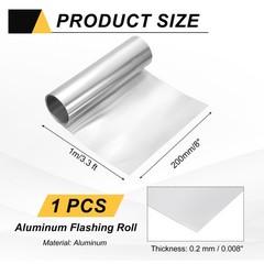8in x 3.3ft Aluminum Flashing Roll, 0.2mm Metal Roof Panels for House Repair