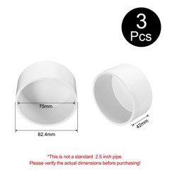 3Pcs Pipe End Cap Fitting 2.5 Inch Plug Adapter Socket Fittings White