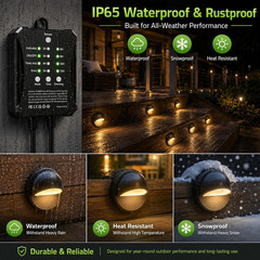 8 Pack Low Voltage LED Deck Lights Kit with Plug-In Transformer, Dusk-To-Dawn Ph
