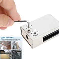 8Pcs Square Glass Clamps Brushed Nickel 64x42x24mm for Glass Shelves Bathroom