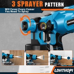 Ldhthopi Cordless Paint Sprayer 2 Batteries 1000W Hvlp 21V Battery Powered