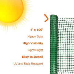 Ashman Plastic Mesh Fence, Construction Barrier Netting, Green, 100 FT, Green
