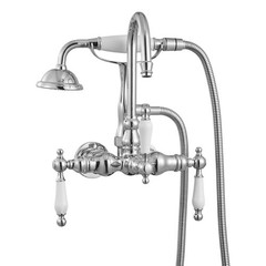 Wall – Mounted Clawfoot Tub Faucet with Handheld Shower, Polished Chrome, 59