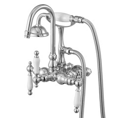 Wall – Mounted Clawfoot Tub Faucet with Handheld Shower, Polished Chrome, 59