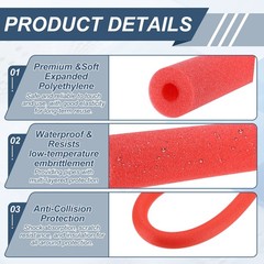 2pcs 1″ ID 4FT Pipe Insulation Foam Tube 2.56″ OD Tubing Cover Red