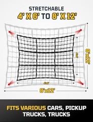 AUTOWN Cargo Net for Pickup Truck Bed – Stretchable 4′ x 6′ to 8′ x 12′ with …
