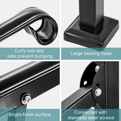 Lmrstoo Black Handrails For Outdoor Steps Heavy Duty Double Post Railing Fits