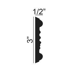 3in H x 1/2in Proj, Primed White Polymer Panel Moulding, 94-1/2in Long Pro Pack,