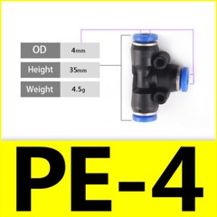 Pneumatic T Piece Tee Push Fit Connectors Hose Tube Inline Push Fitting 4mm~16mm