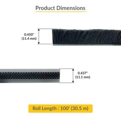Brixwell Storefront Door Pile Weatherstrip, Gray Finish, 100′ Length, 0.450″ H