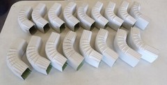 3″ x 2-1/4″ DOWNSPOUT ELBOW FOR GUTTERS, ALUMINIUM 75° ANGLE, OAL 8″ LOT OF 17
