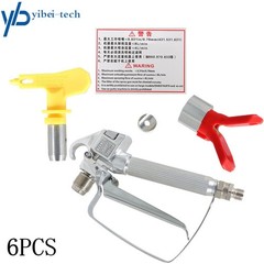 6 × 3600PSI Airless Paint Spray Gun w/ Tip&Tip Guard Sprayers For Sprayers