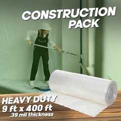 Tapix 9ft x 400ft Plastic Sheeting Heavy Duty Paint Protection Roll 3600 Sq Ft