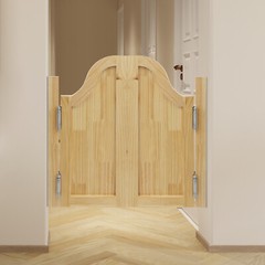 Log Color Partition Door Swing Solid Wood Door for Shop Entrance Partition Door