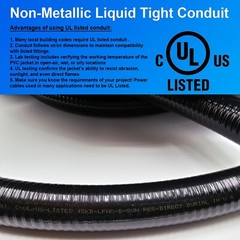 1″ x 50′ Black Flexible Liquid Tight, Non-Metallic Conduit – UL Listed