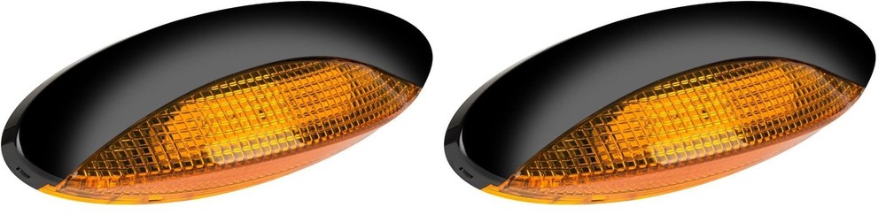 Lumitronics RV LED Euro-Style Porch Light, Amber Lens (Black) (Pack of 2) Black
