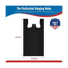 Fuxury 500 Count Plastic T-shirt Bags Black 11.5″ x 6.5″ x 21″, Grocery, Tras…