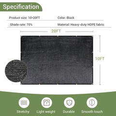 70% Garden Shade Cloth, 10x20FT HDPE Mesh Tarp with Upgraded Grommets, Keten …