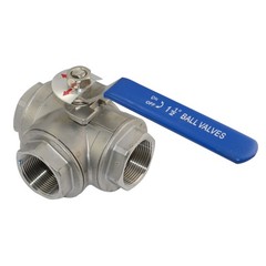1/2″-2″ NPT 3-way Ball Valve 3 Female Port L Type 1000Psi Stainless Steel 304