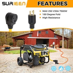 SURIEEN NEMA L14-30P to 6-50R Generator Welder 1.5FT 6-50R, Yellow