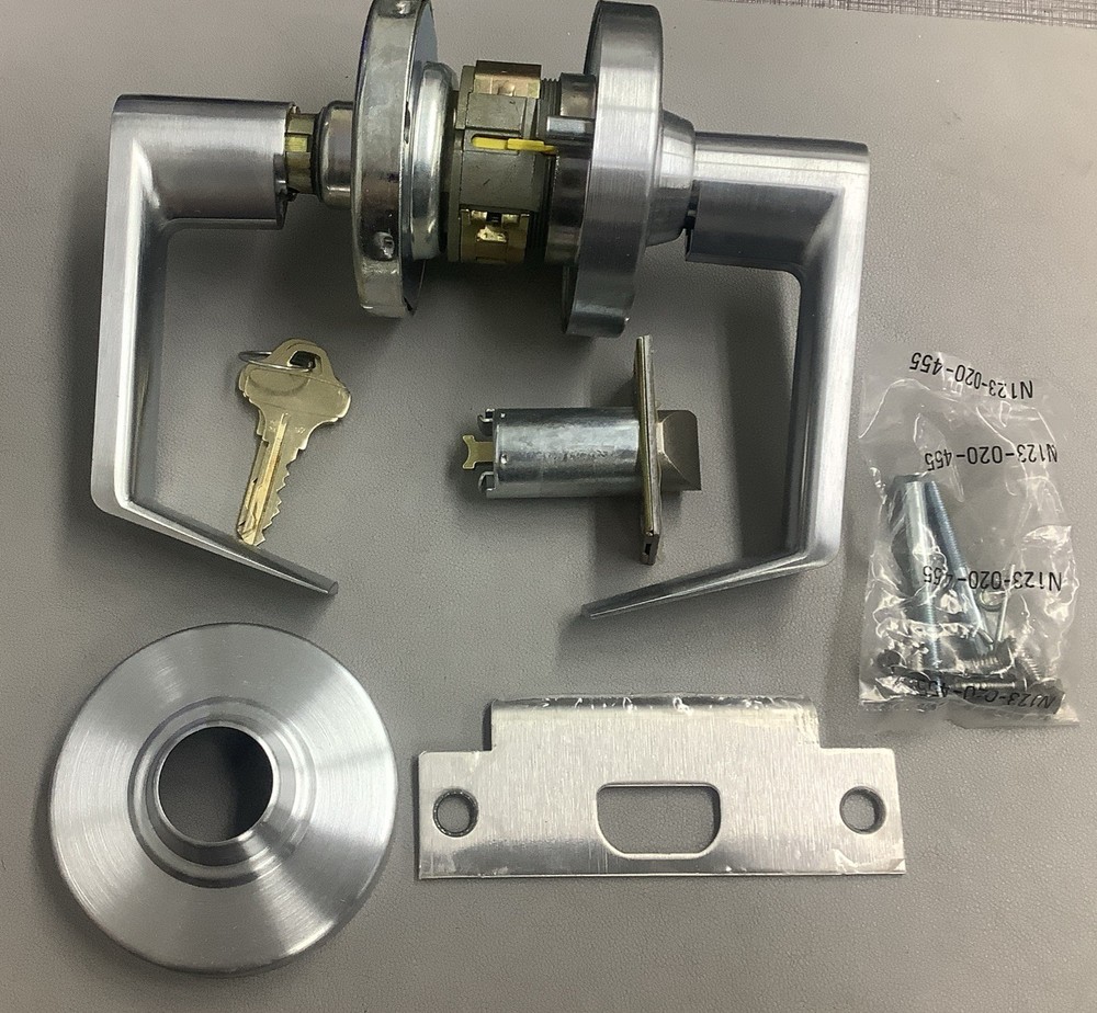 Schlage Entrance Rhodes Lever Lock ND53PD, Satin Chrome, w/Keys, 11567012 (r25)