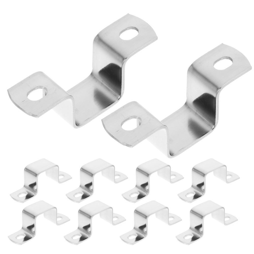10Pcs Stainless Steel Square Tube Clamps Heavy Duty U Shaped Bracket for Home