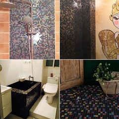 Smafusion 11.5Sqft Iridescent Black Mosaic Tiles For Bathroom Floor And Wall