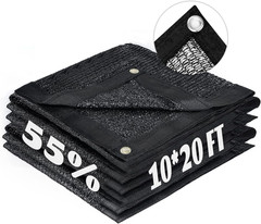 LOVE STORY 10X20Ft 55% Black Shade Cloth Sun Shade Net with Grommets Sunblock Ne
